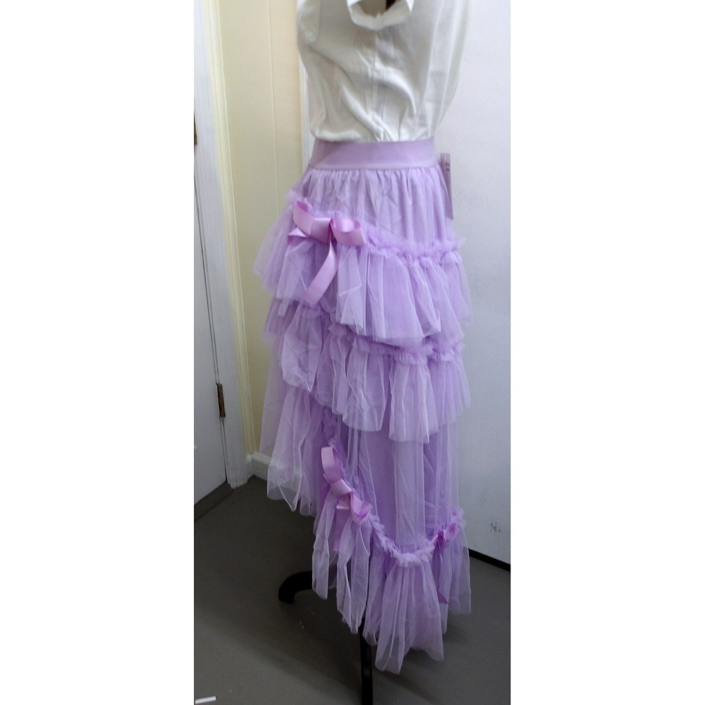 Hot & Delicious Lavender Purple Tulle Skirt Tiered Ruffle High Low Sz S/#26324 - Picture 5 of 5